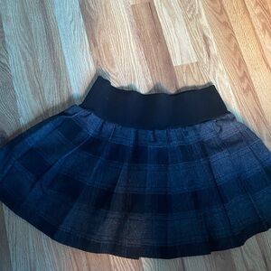 Aqua Blue and Black Mini Skater Skirt with Pleats